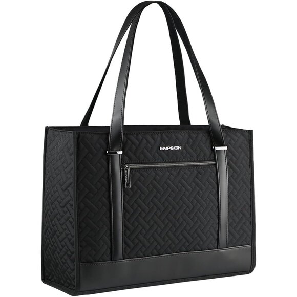 Handbags - Waterproof Women’s Business Office Bag Quilted Black Laptop Tote Elegant